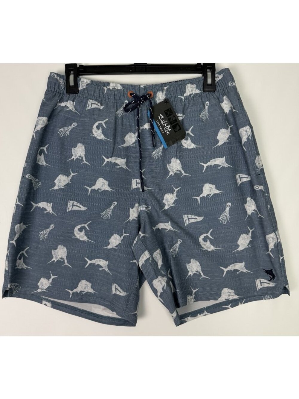 Salt Life SLX Aqua Trunks - Men's Medium Blue Marlin Fish Swim Shorts NEW